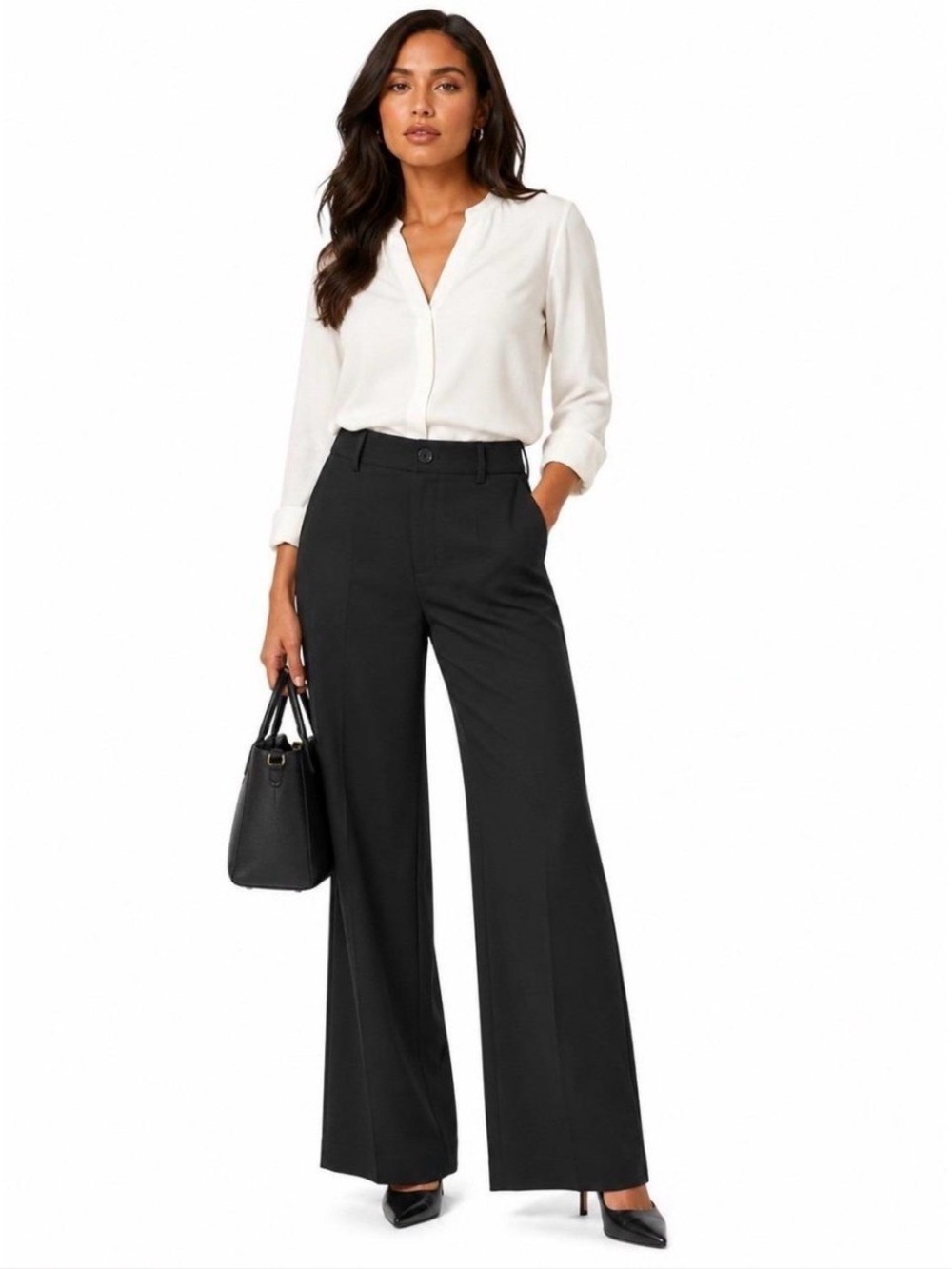 LOFT Black Wide-Leg Dress Trousers